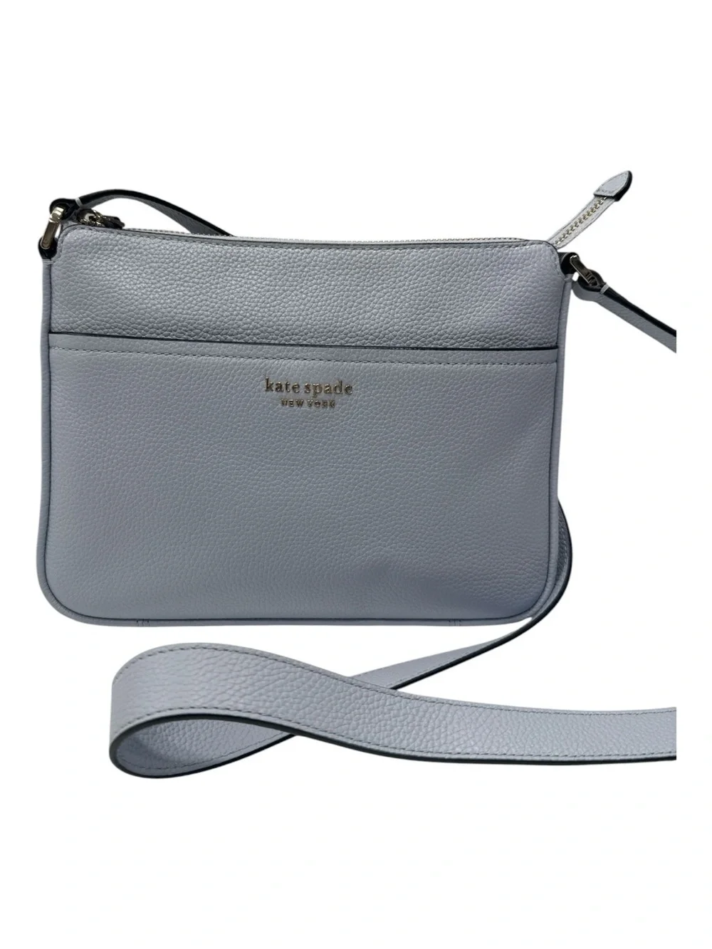 kate spade new york Run Around Medium Pebbled Leather Crossbody baby blue